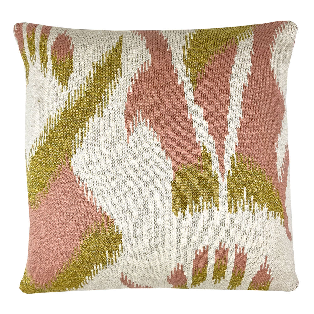 Ikat - cuscino rosa in cotone biologico, 50x50 cm