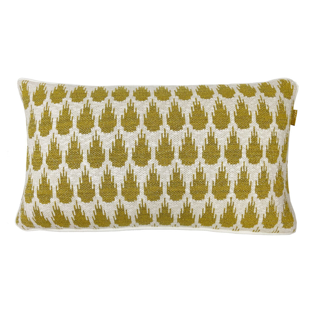 Botanic - cuscino rettangolare oro in cotone biologico,  35x60 cm