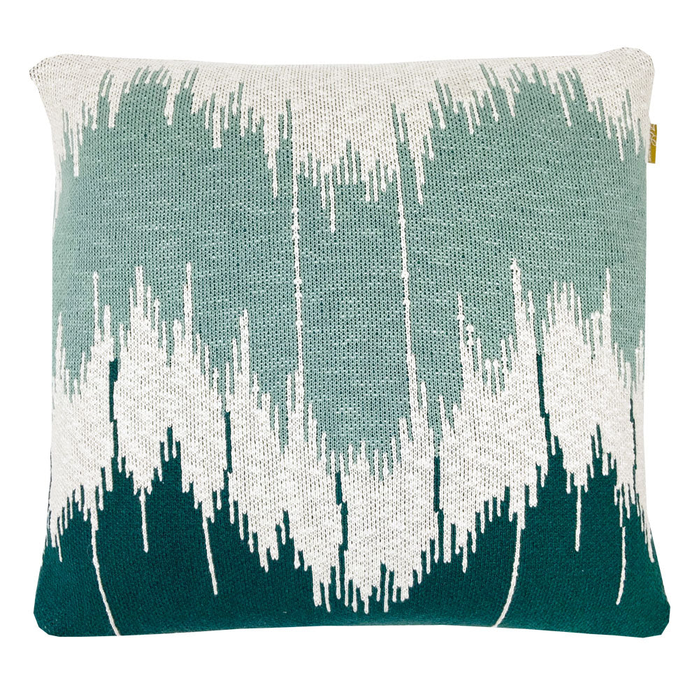 Wave - cuscino verde in cotone biologico, 50 x 50 cm