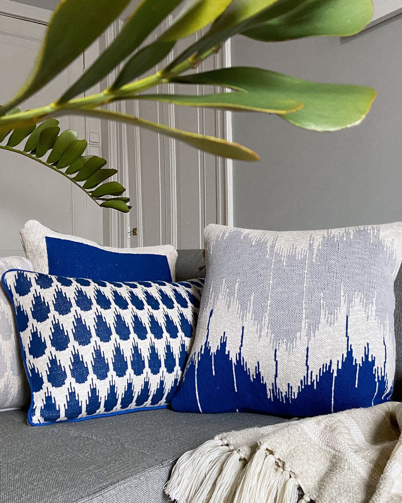 Wave - cuscino blu in cotone biologico, 50x50 cm