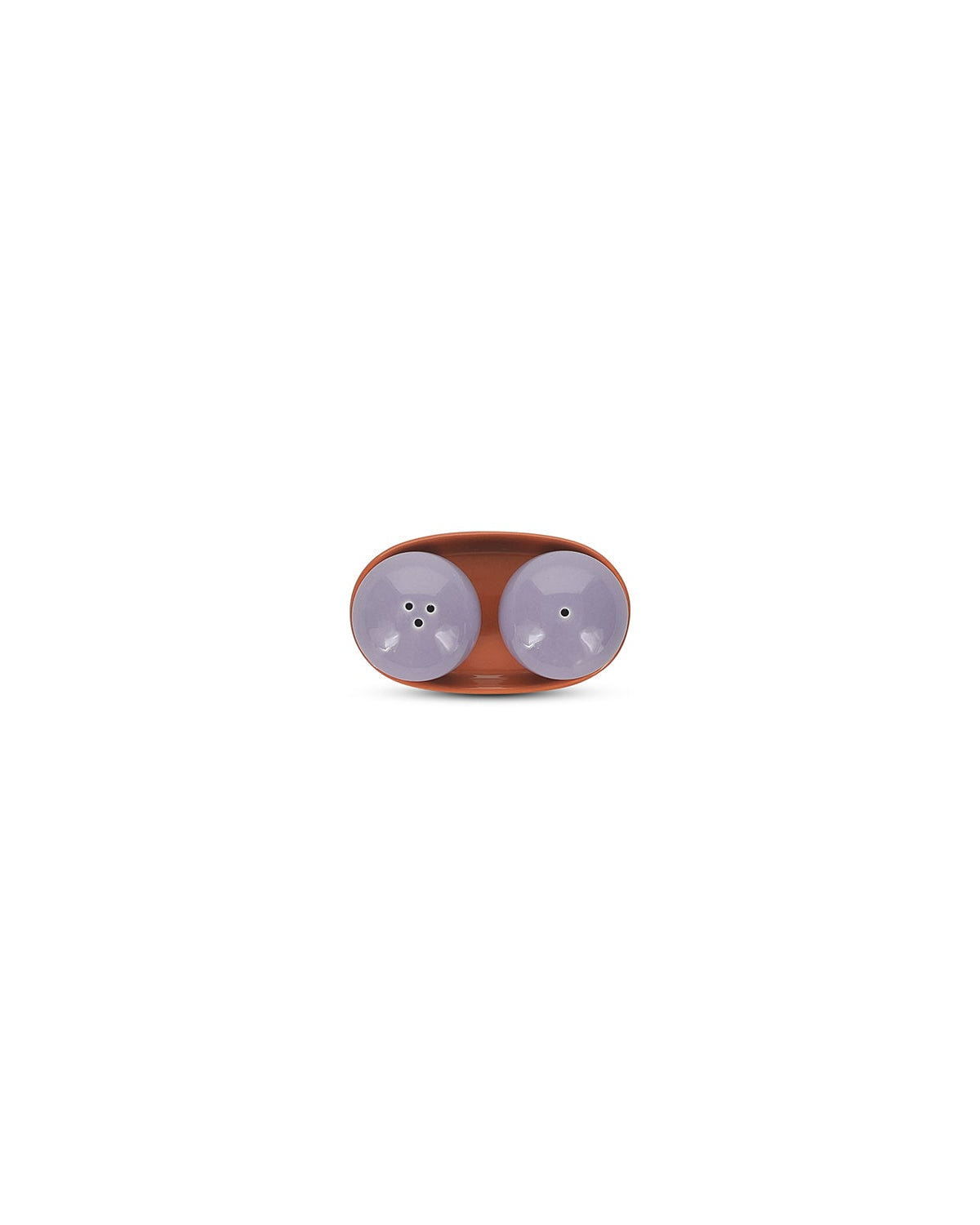 Duo - Set saliera e pepiera con vassoio viola/arancione