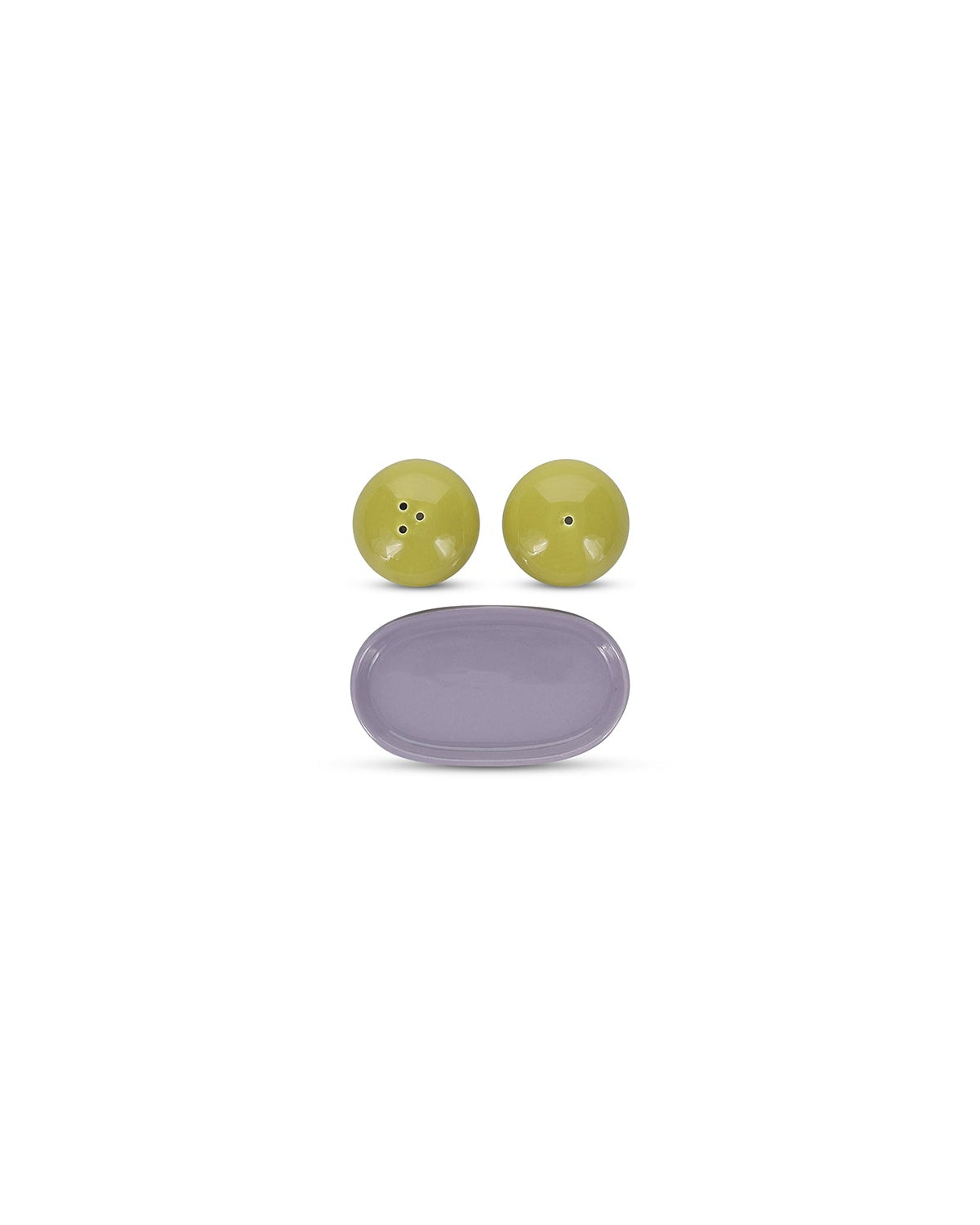 Duo - Set sale e pepe con vassoio, verde/viola