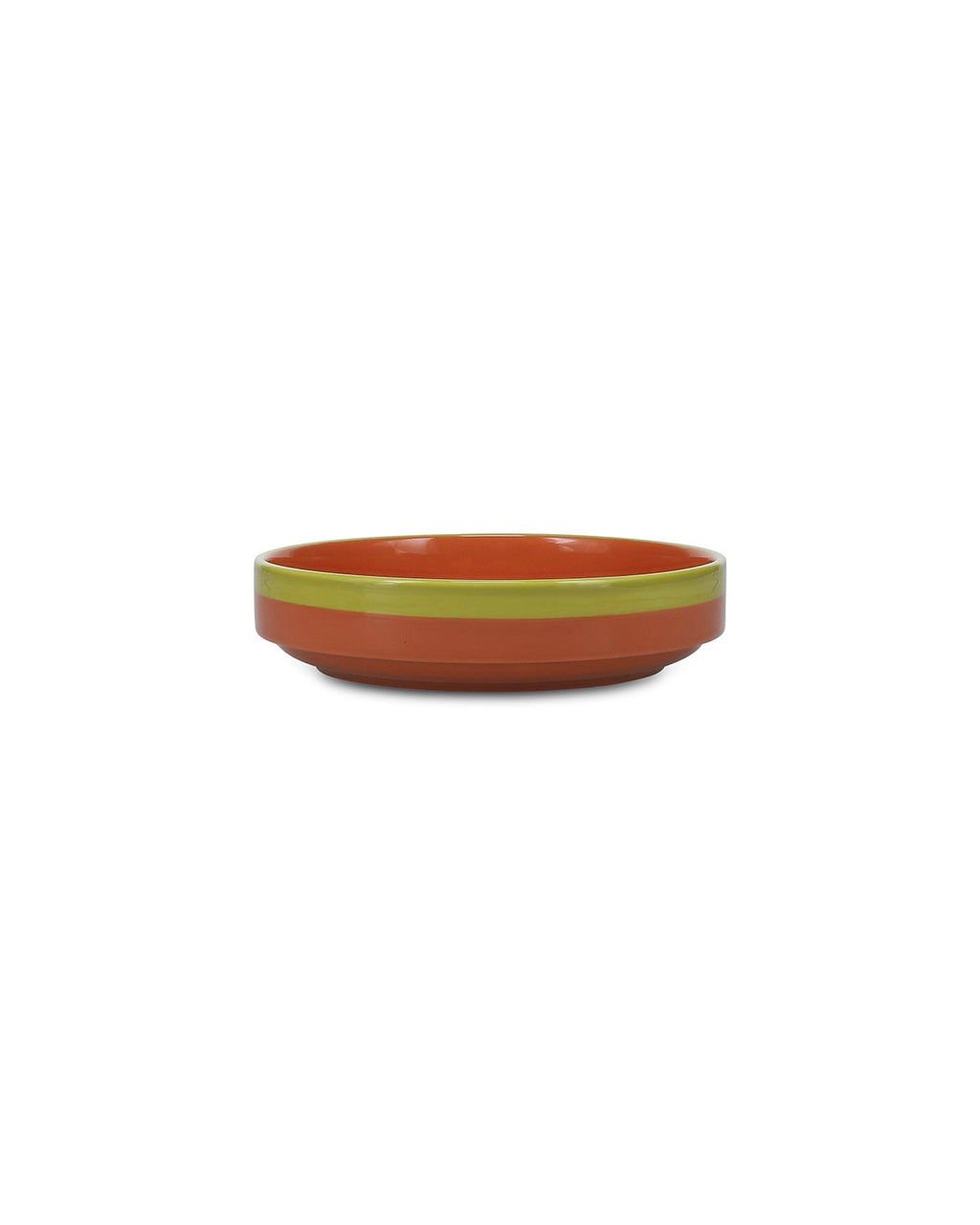 Duo - Piatto fondo arancione/verde, 21 x 5 cm