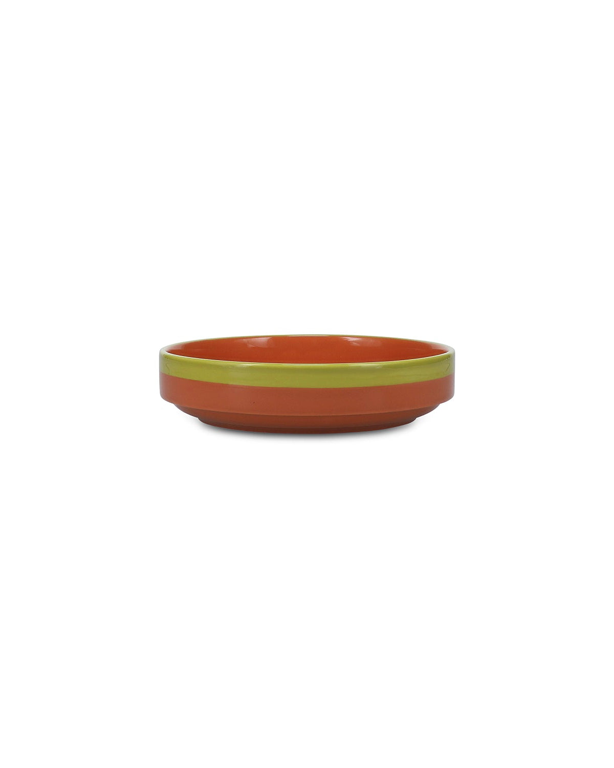 Duo - Piatto fondo arancione/verde, 21 x 5 cm
