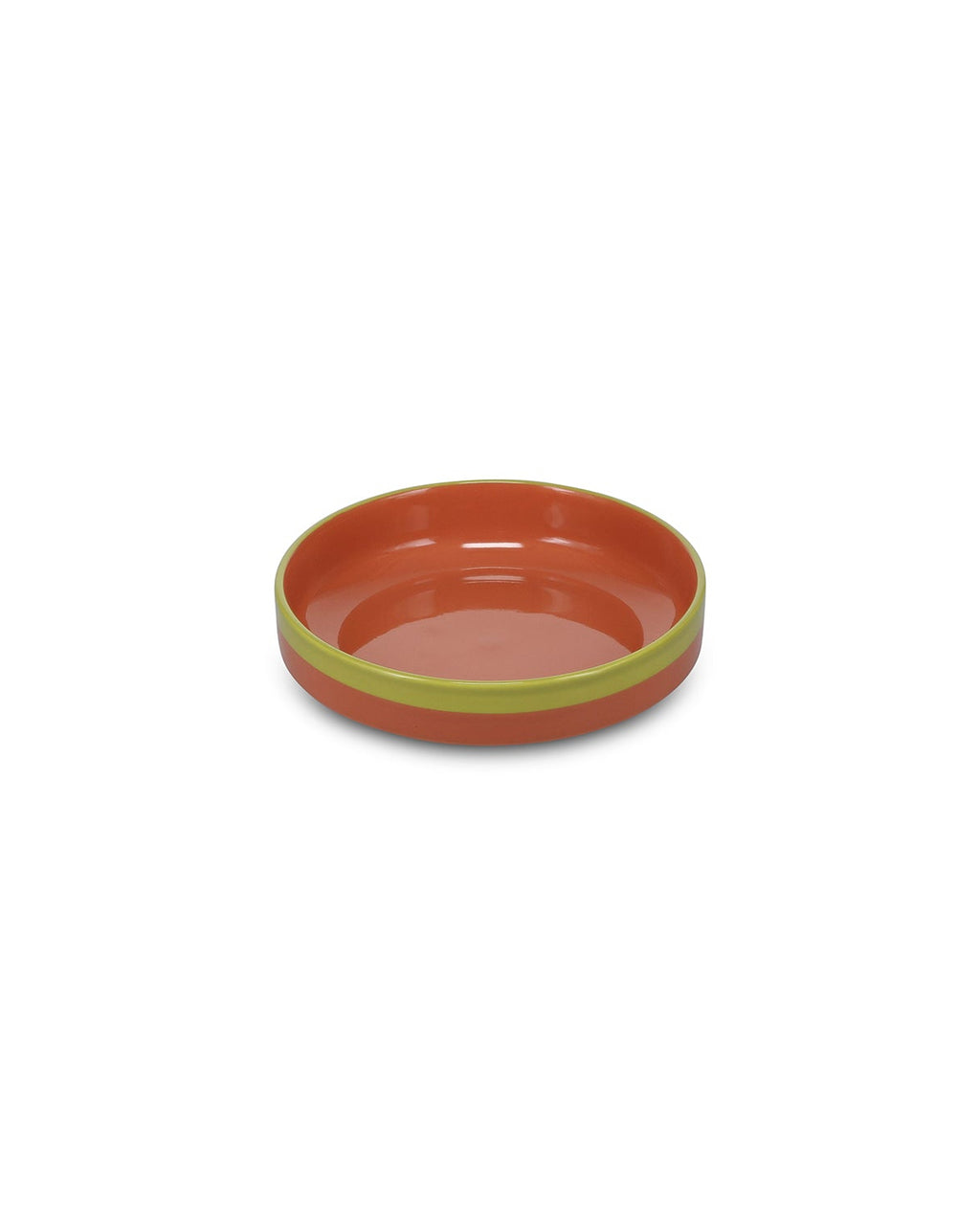 Duo - Piatto fondo arancione/verde, 21 x 5 cm