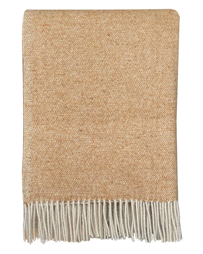 Cam - plaid beige cammello reversibile in lana e acrilico riciclato, 130 x 170 cm