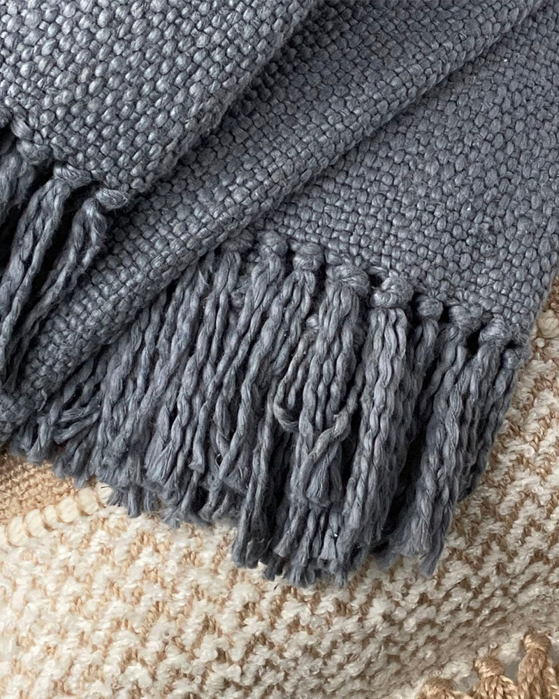Gaingy - plaid in cotone grigio agata, 127 x 152 cm