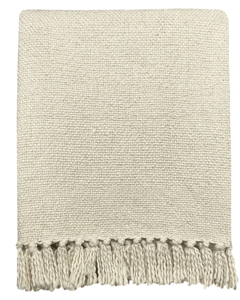 Giangy - plaid bianco avorio in cotone, 127 x 152 cm