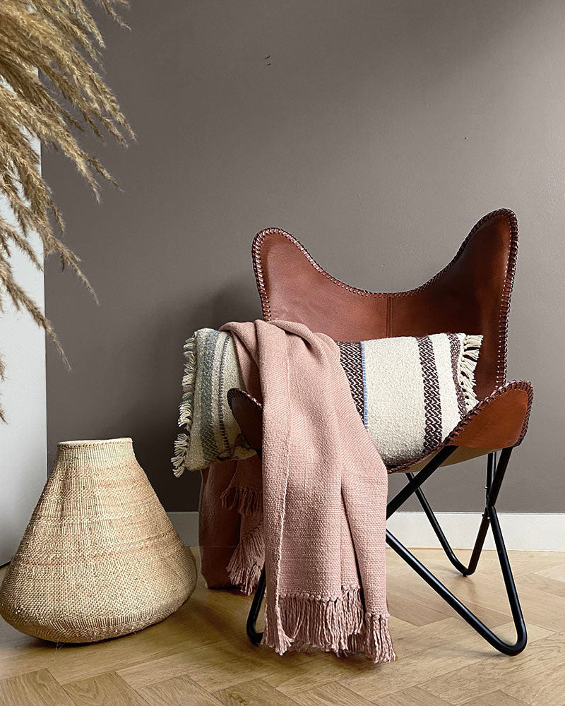 Giangy - plaid rosa polvere in cotone, 127 x 152 cm