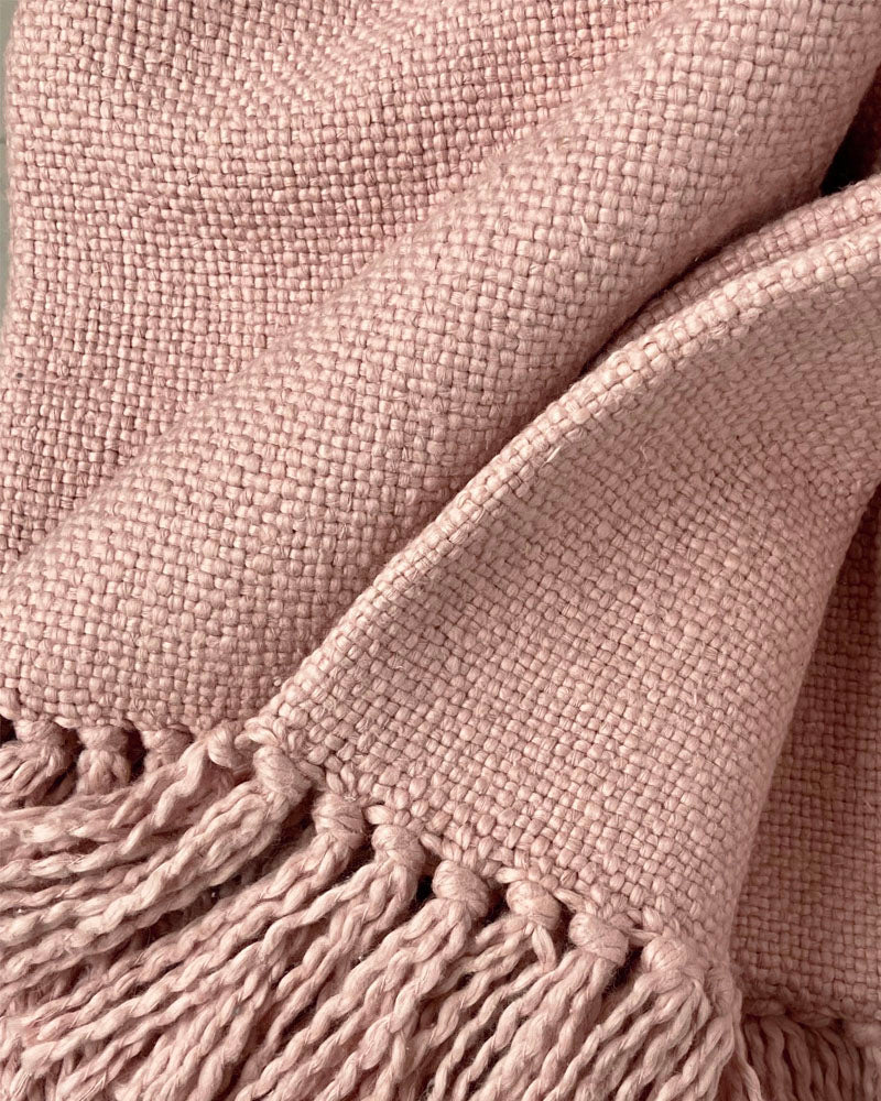 Giangy - plaid rosa polvere in cotone, 127 x 152 cm