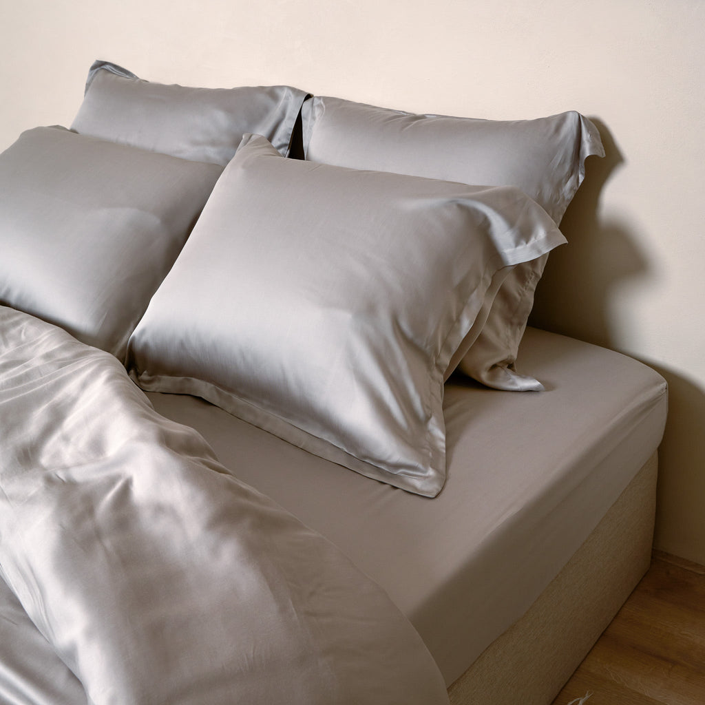 Tencel - Lenzuolo con angoli in tencel grigio tortora,  160 x 200