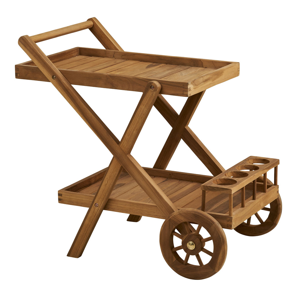 Pasaku - Carrello bar, in legno di teak, naturale, 86x50x81 cm