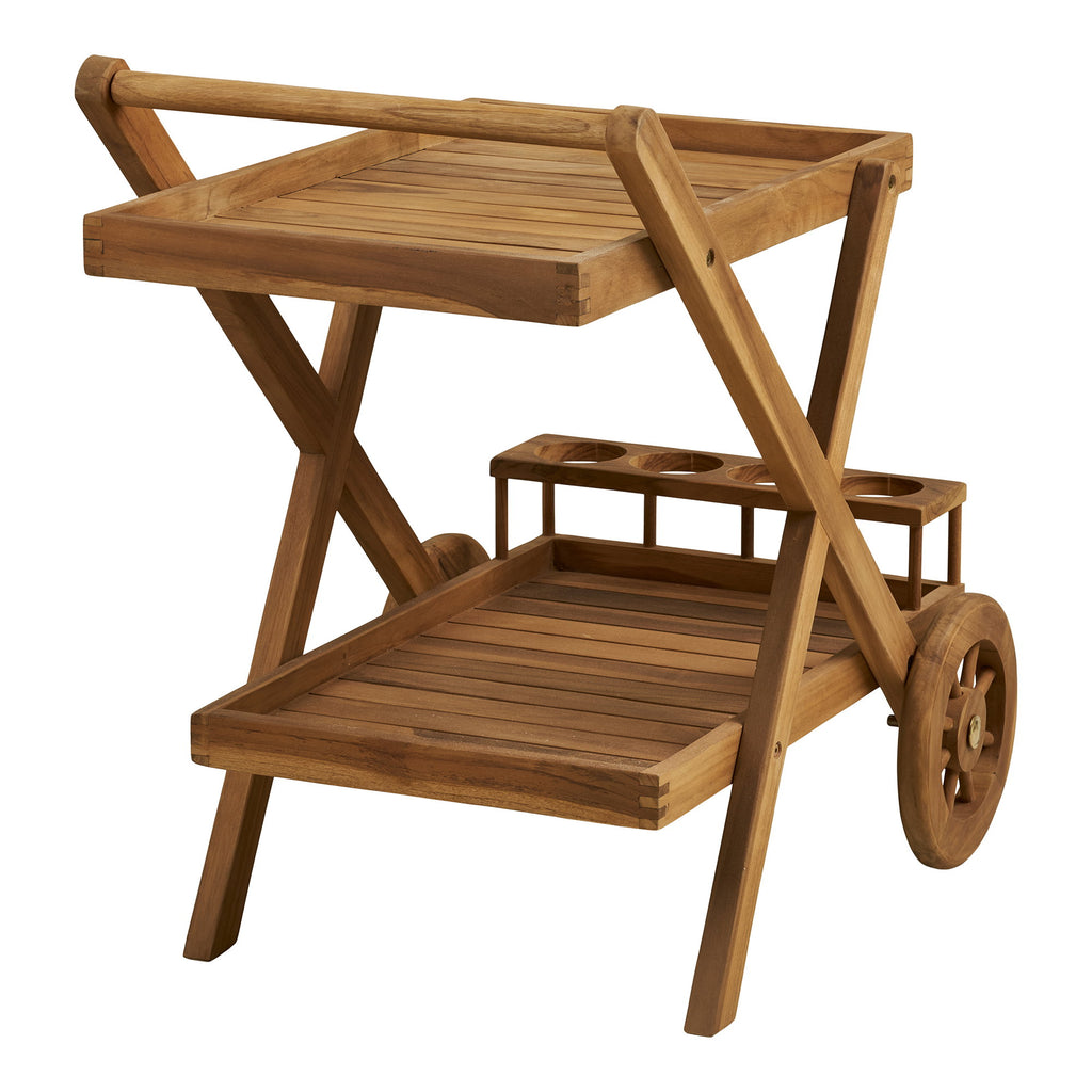 Pasaku - Carrello bar, in legno di teak, naturale, 86x50x81 cm