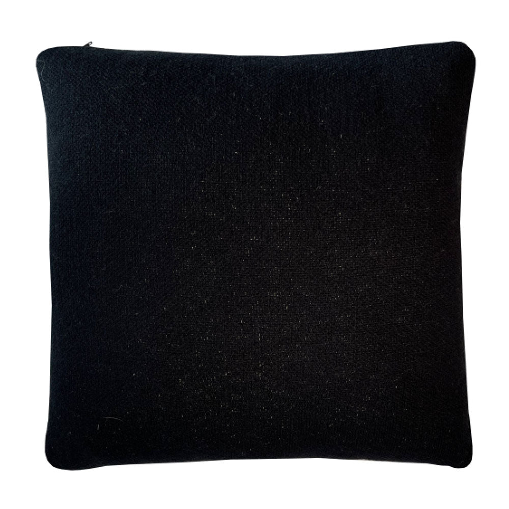 Floral Victory - cuscino nero in cotone biologico, 50 x 50 cm