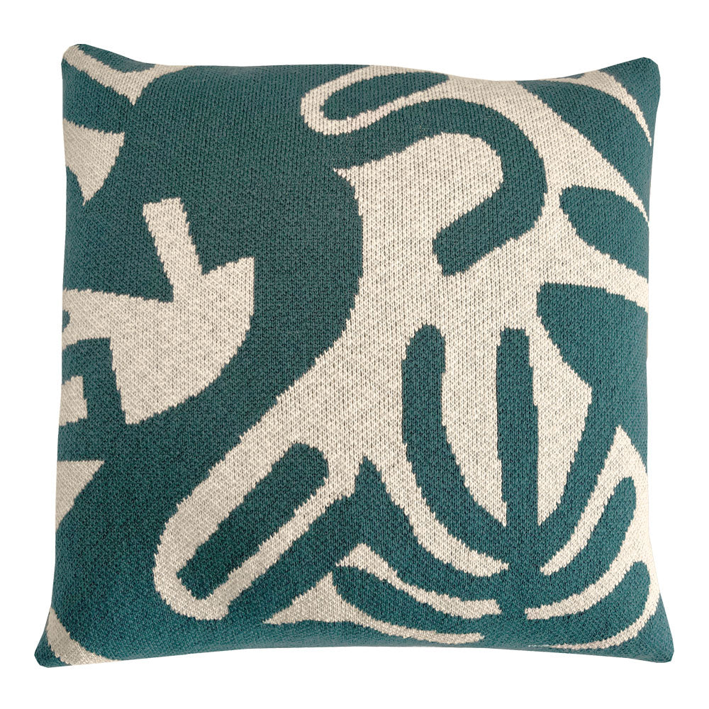 Floral Victory - cuscino verde in cotone biologico, 50 x 50 cm