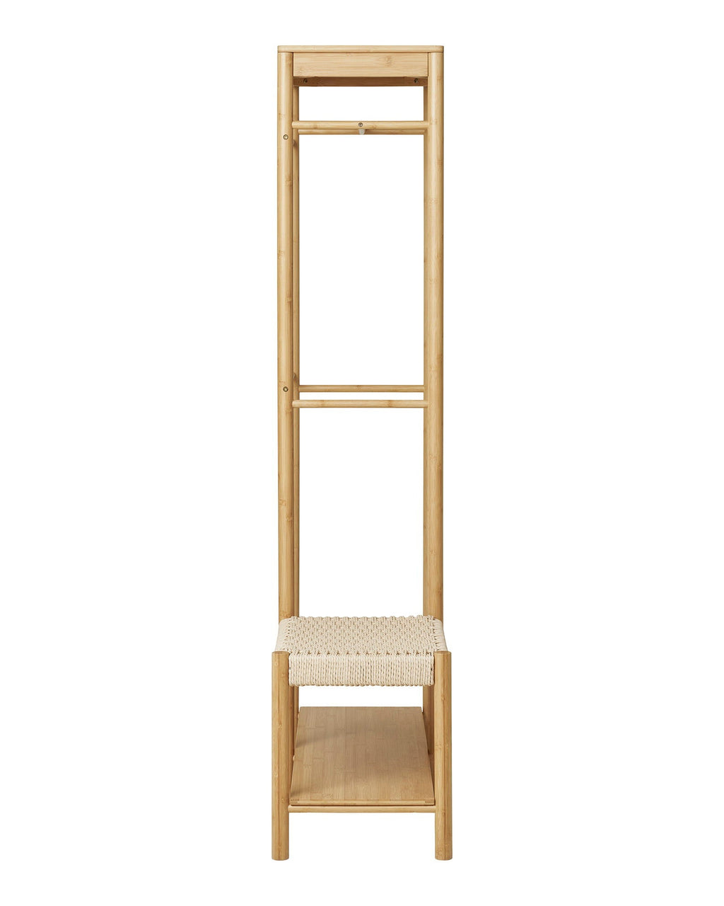Ember - appendiabiti con panca in vimini naturale, struttura in bambù, colore naturale 36x95x165