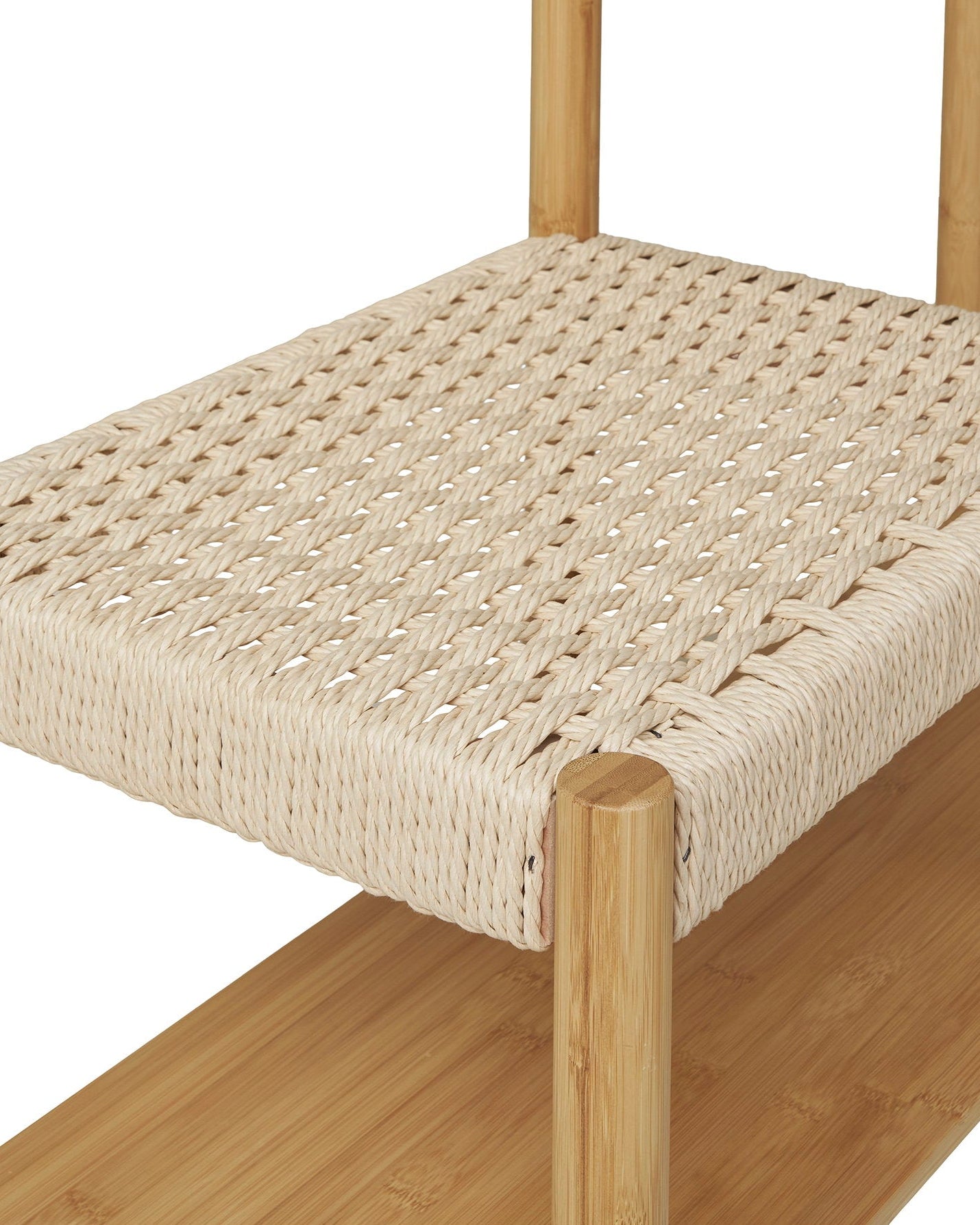 Ember - appendiabiti con panca in vimini naturale, struttura in bambù, colore naturale 36x95x165