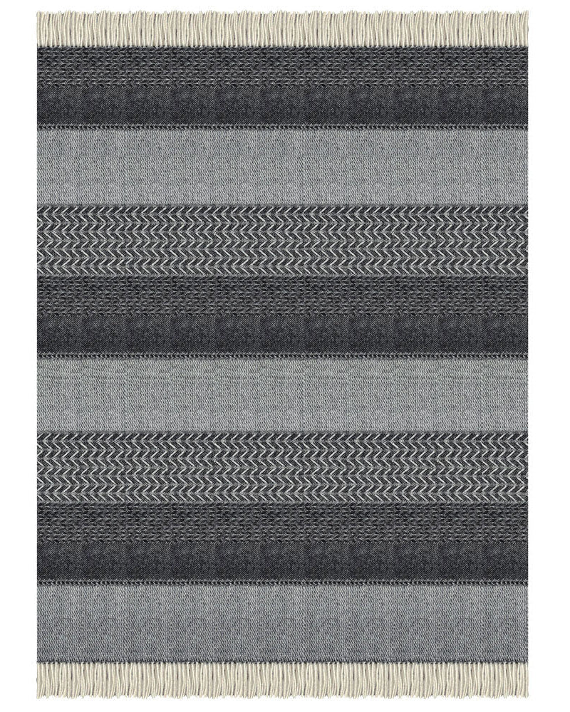 Uptown - Plaid fantasia nero in lana, 140 x 200 cm