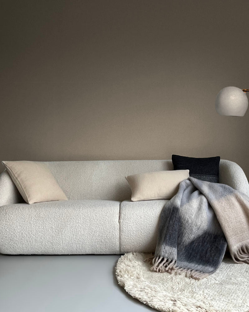 Biagio - cuscino beige reversibile in lana e acrilico riciclato, 50x50 cm