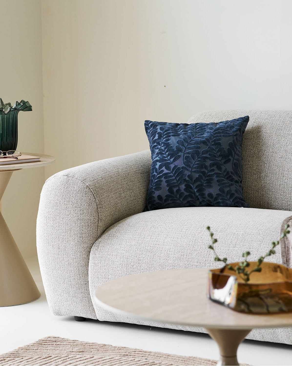 Yona - Fodera per cuscino, fantasia floreale blu, 45x45 cm