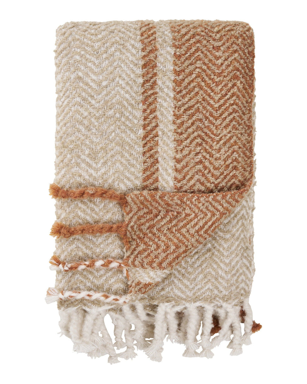 Almora - Plaid, beige/arancione dorato 130x180 cm