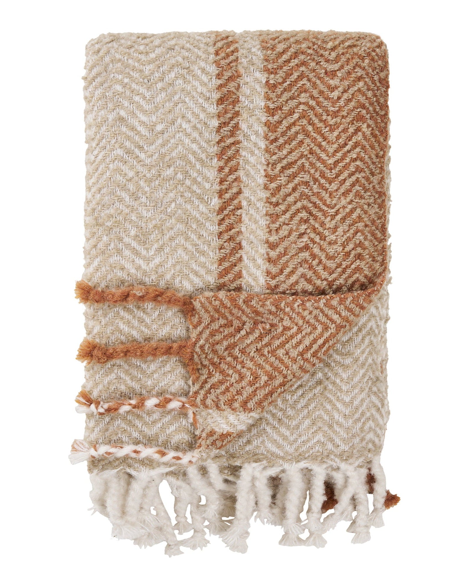 Almora - Plaid, beige/arancione dorato 130x180 cm