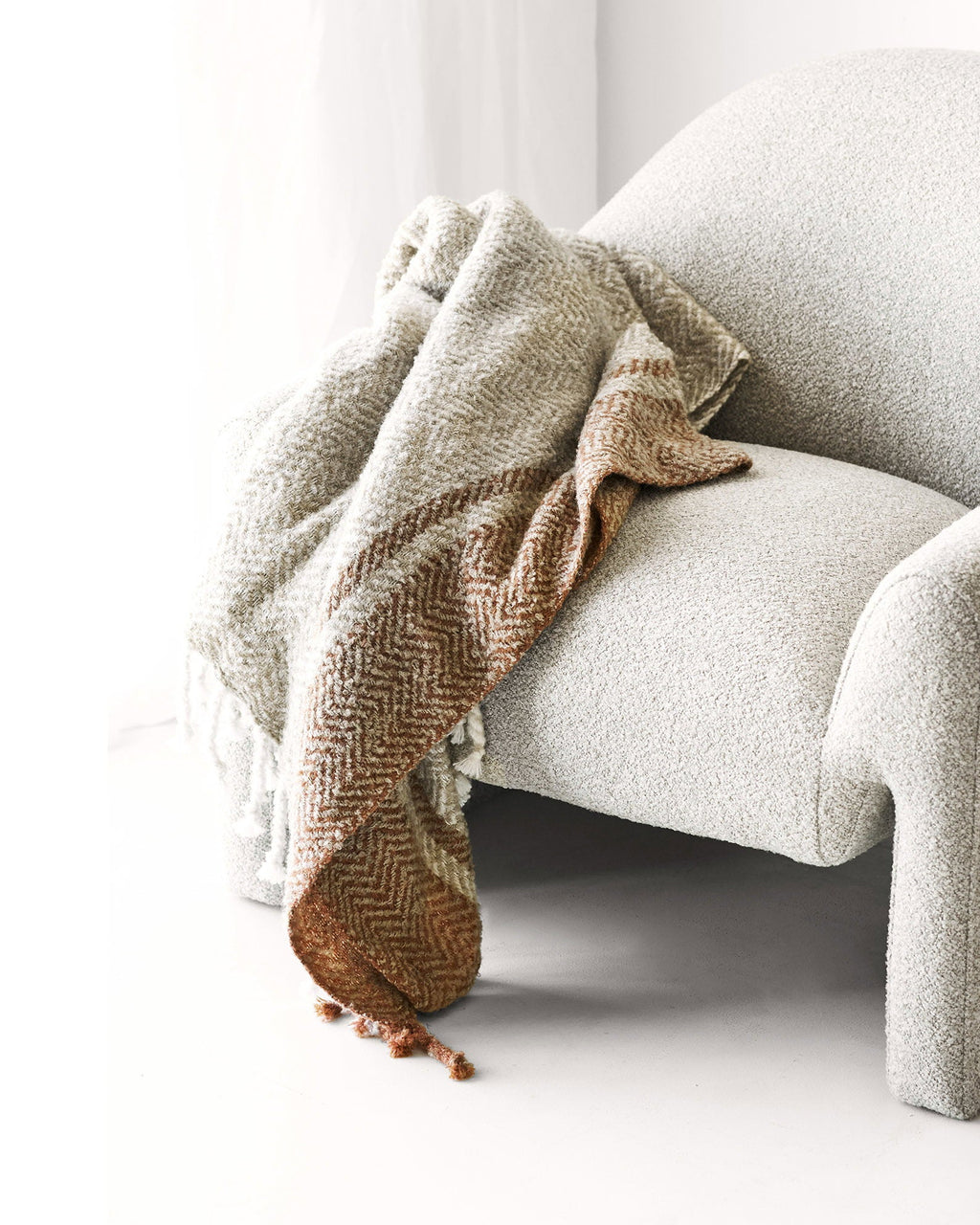 Almora - Plaid, beige/arancione dorato 130x180 cm
