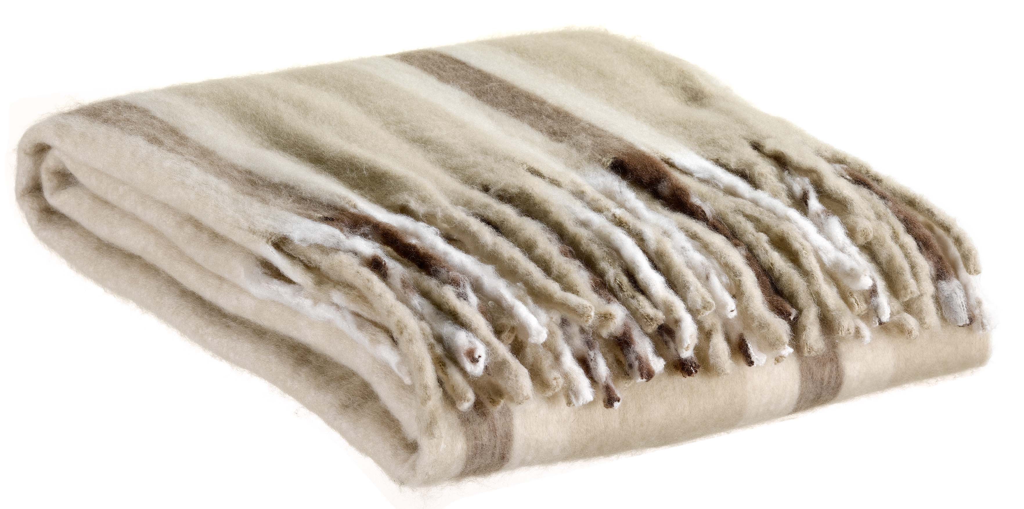 Plaid riciclato a righe Isabel Nuage 130 X 160