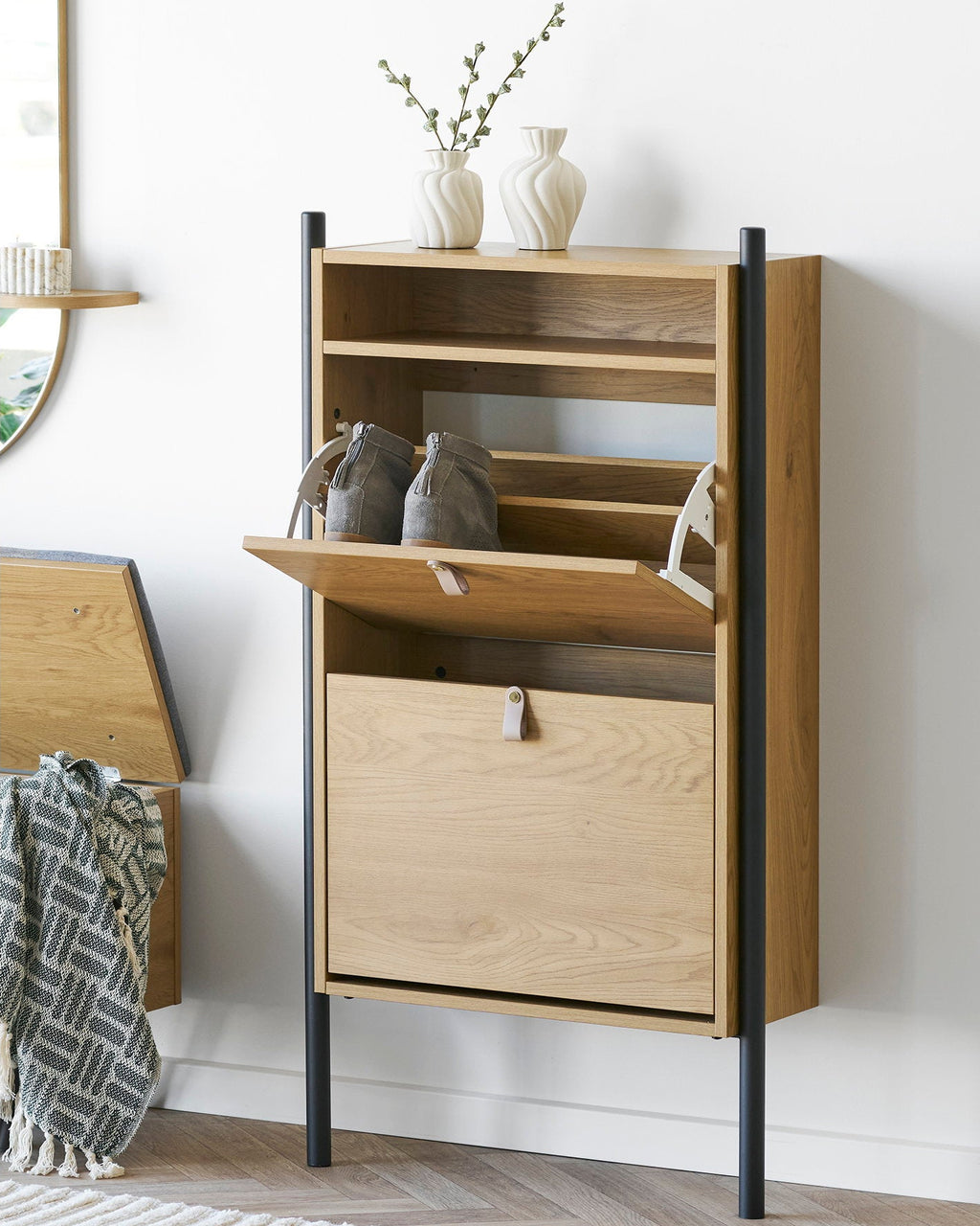 Barco - Scarpiera, effetto rovere 62x26x118 cm