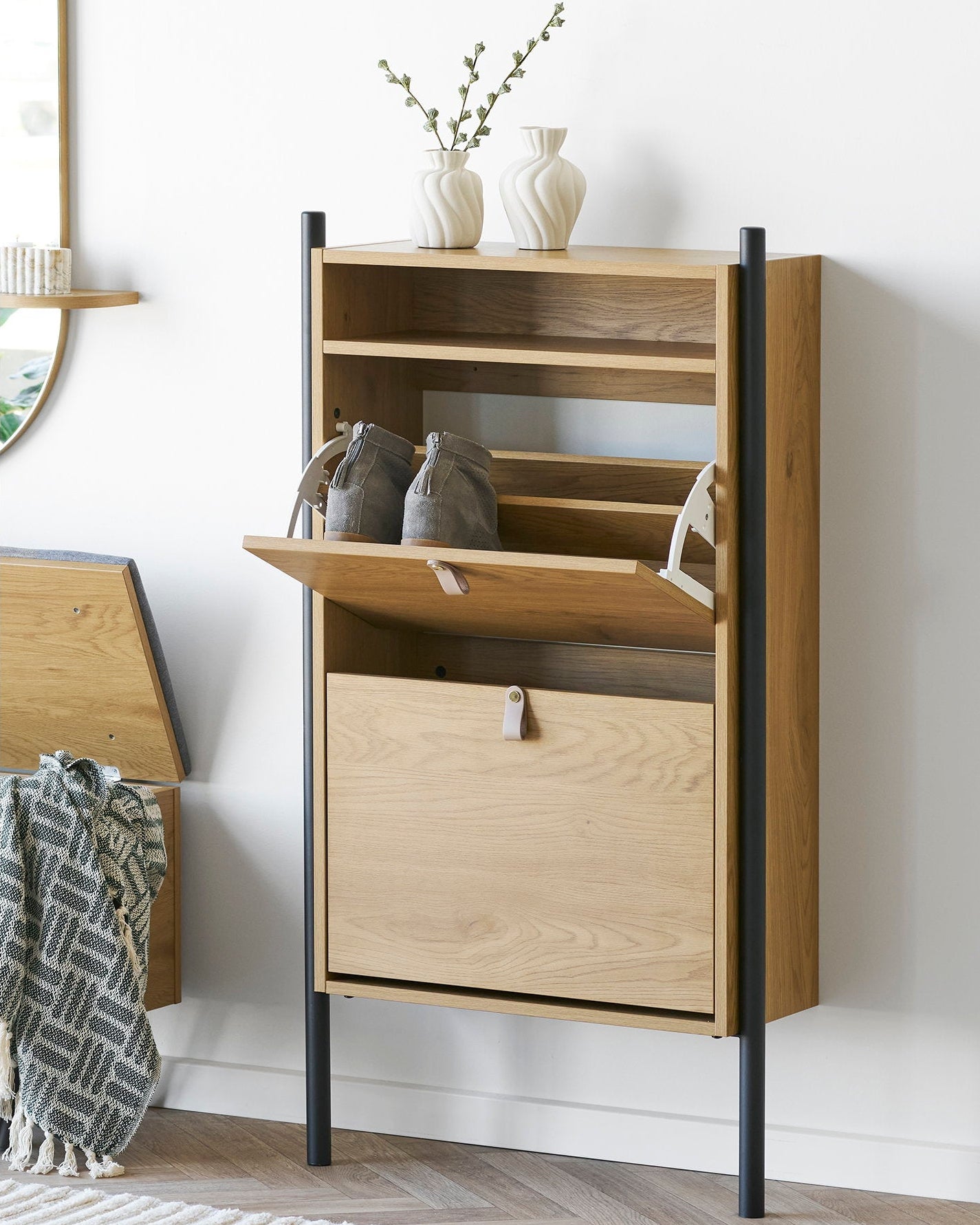 Barco - Scarpiera, effetto rovere 62x26x118 cm