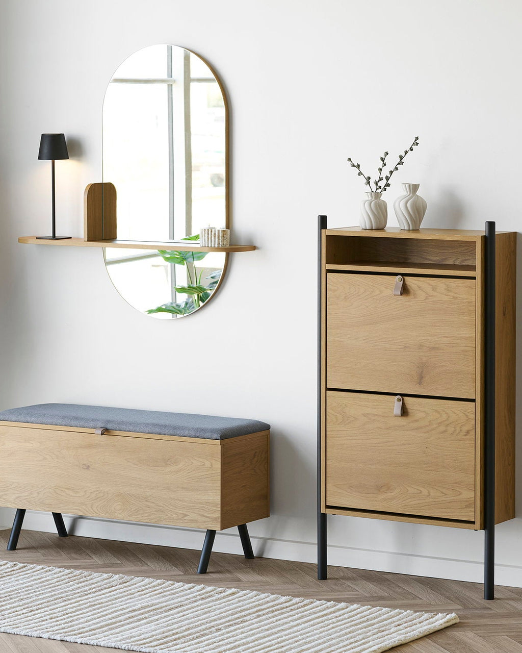 Barco - Scarpiera, effetto rovere 62x26x118 cm
