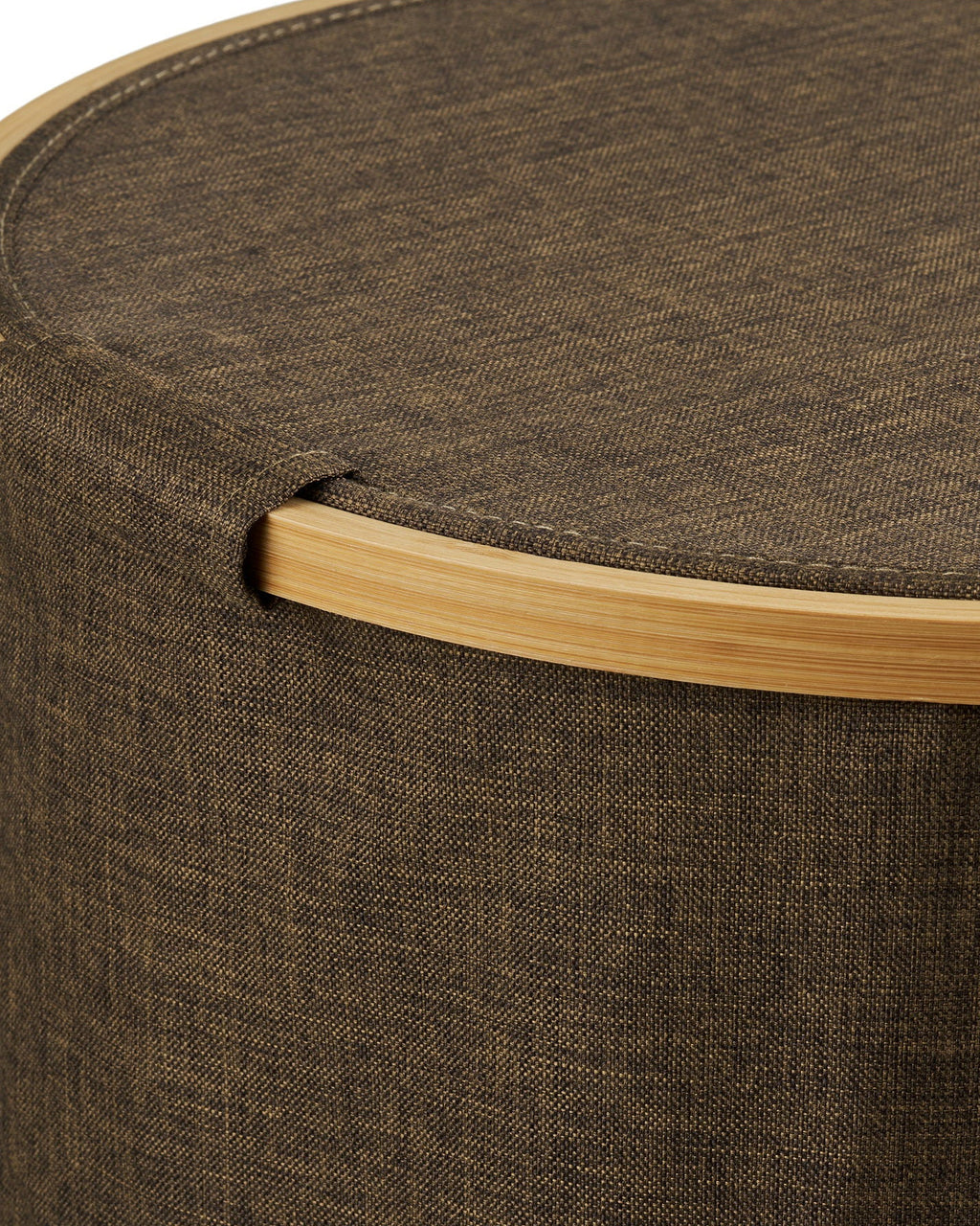 Noto - Cesto portabiancheria rotondo in bambù/tessuto, marrone, ø45x60 cm