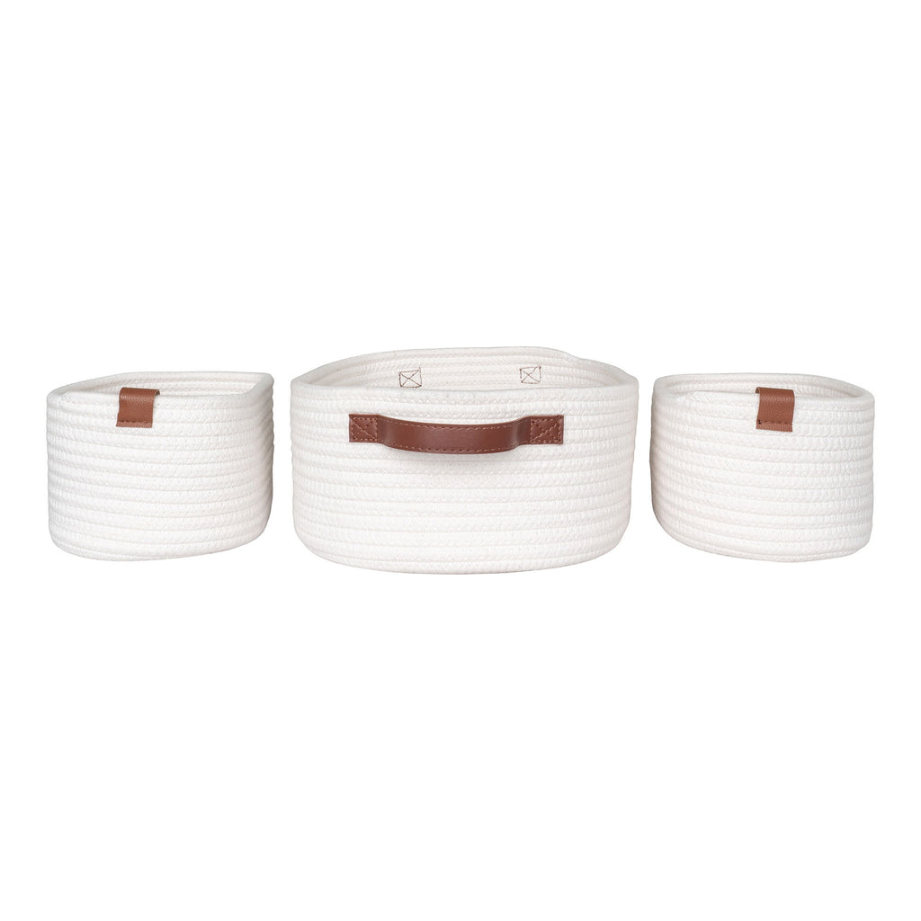 Jarana - Set 3 Cestini in cotone, bianchi