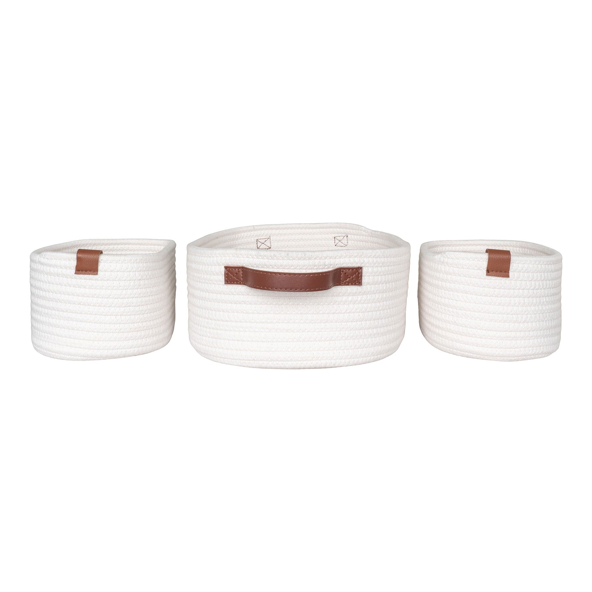 Jarana - Set 3 Cestini in cotone, bianchi