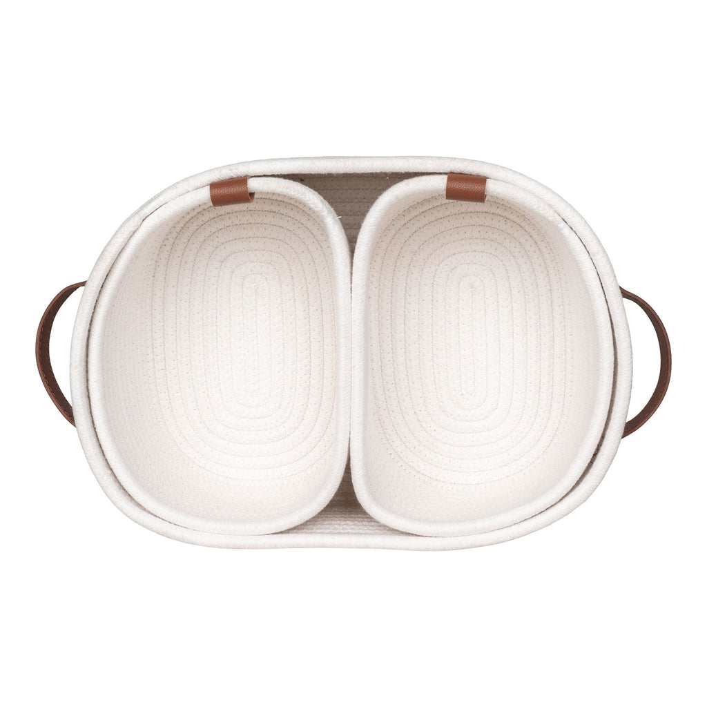 Jarana - Set 3 Cestini in cotone, bianchi