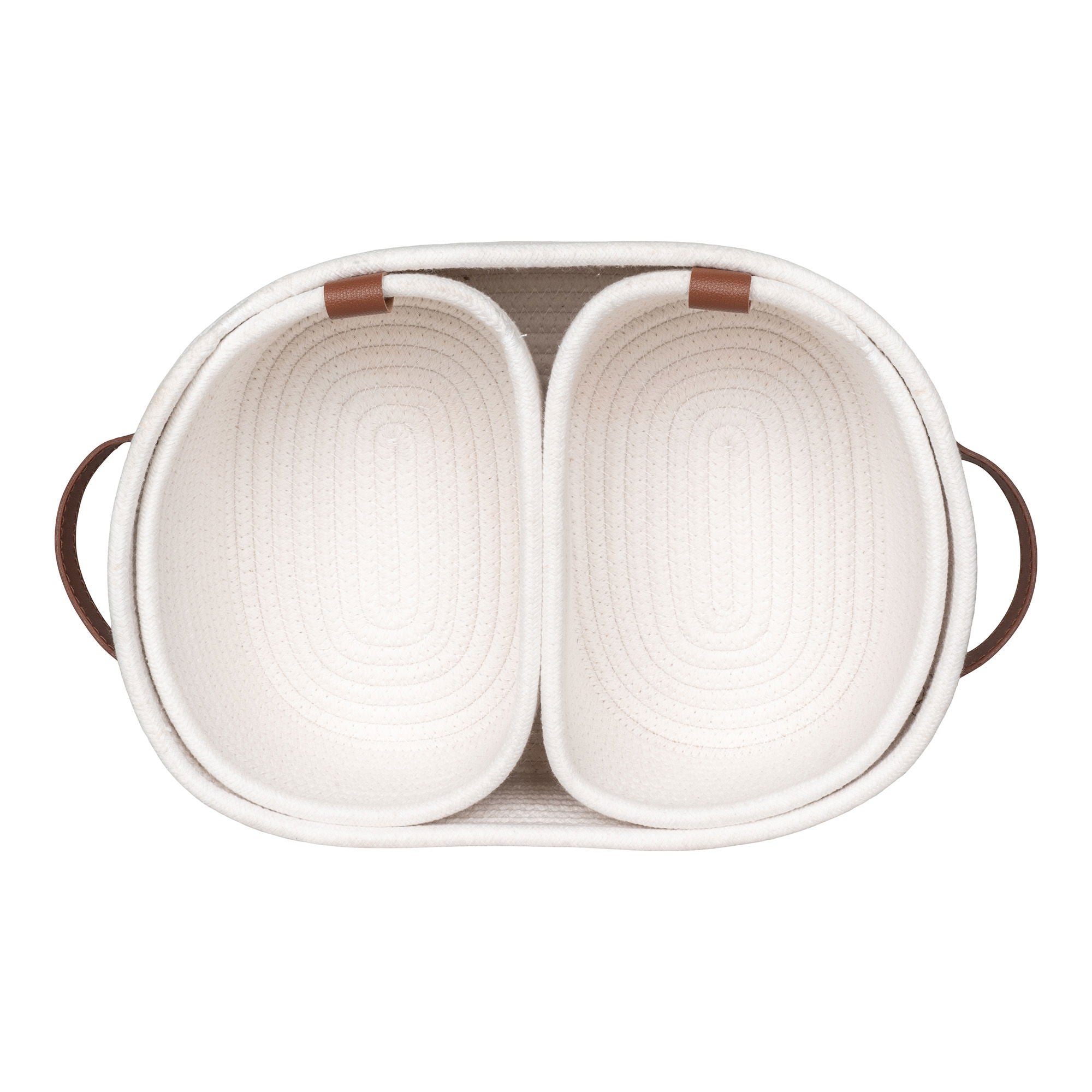 Jarana - Set 3 Cestini in cotone, bianchi