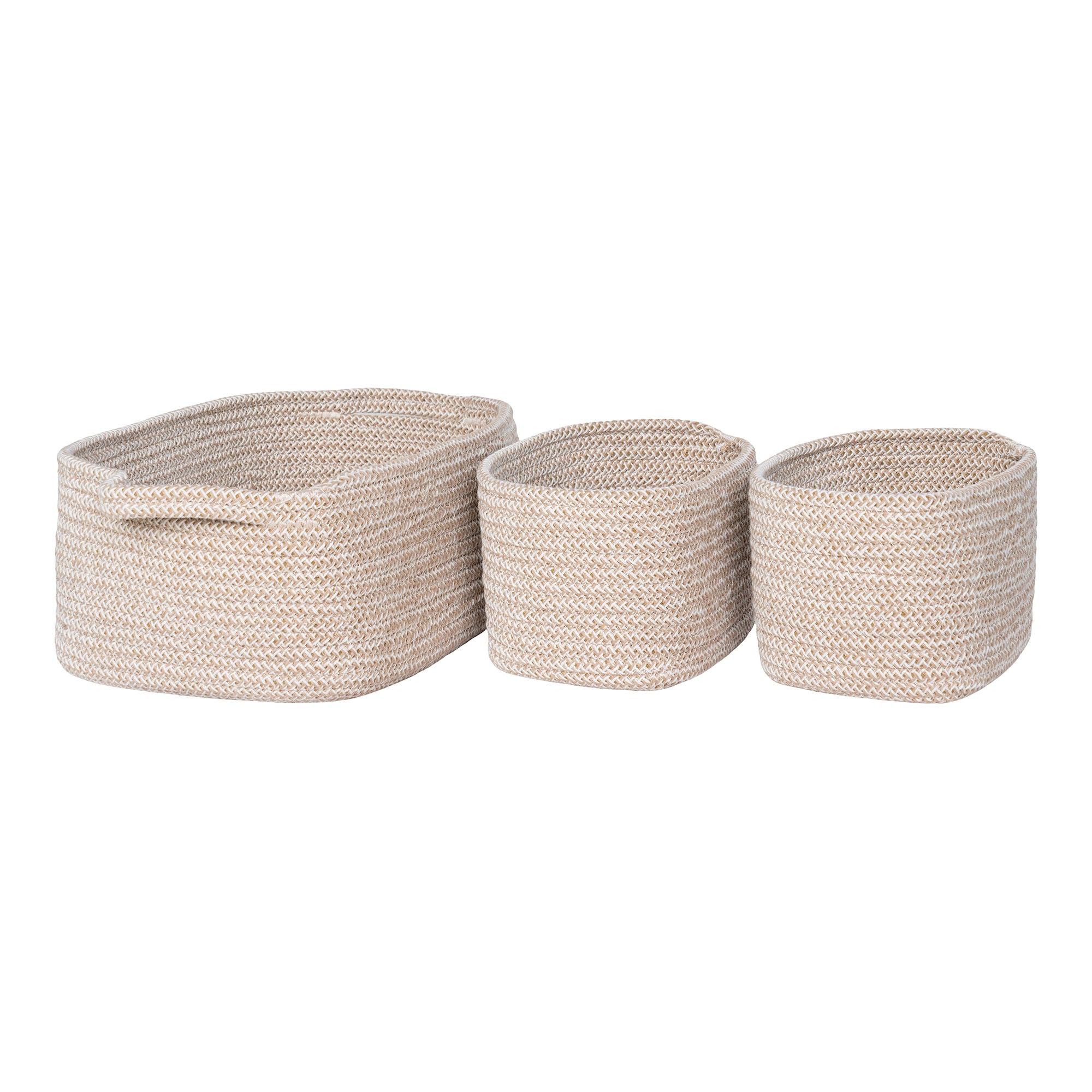 Teixo - Set 3 cestini in cotone, beige