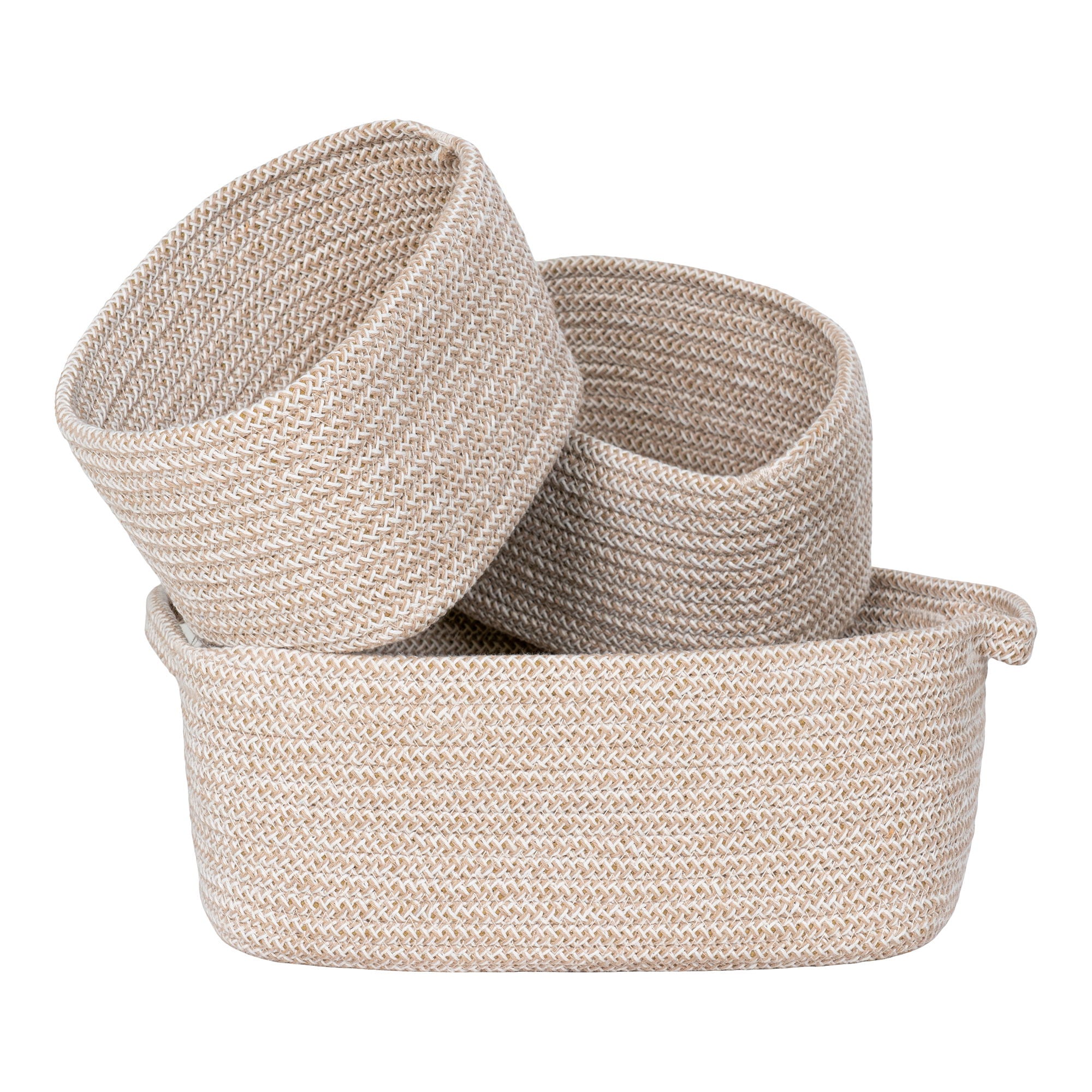 Teixo - Set 3 cestini in cotone, beige
