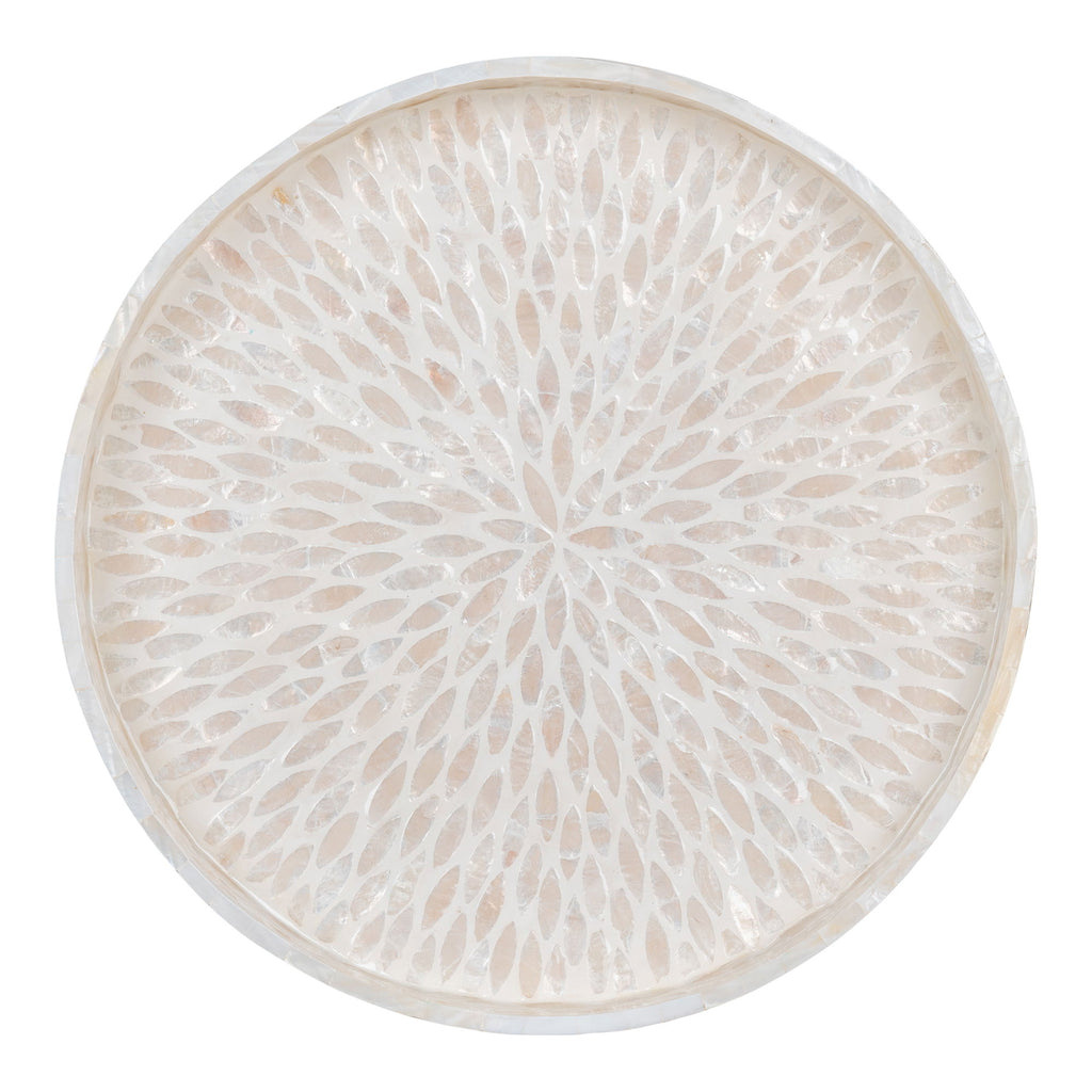 Liam - Vassoio in bamboo e conchiglia naturale, beige, 40x40x3,5 cm
