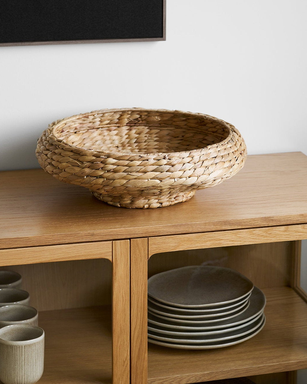 Frellesvig - Cesto in giacinto d'acqua, naturale ø38x12,5cm