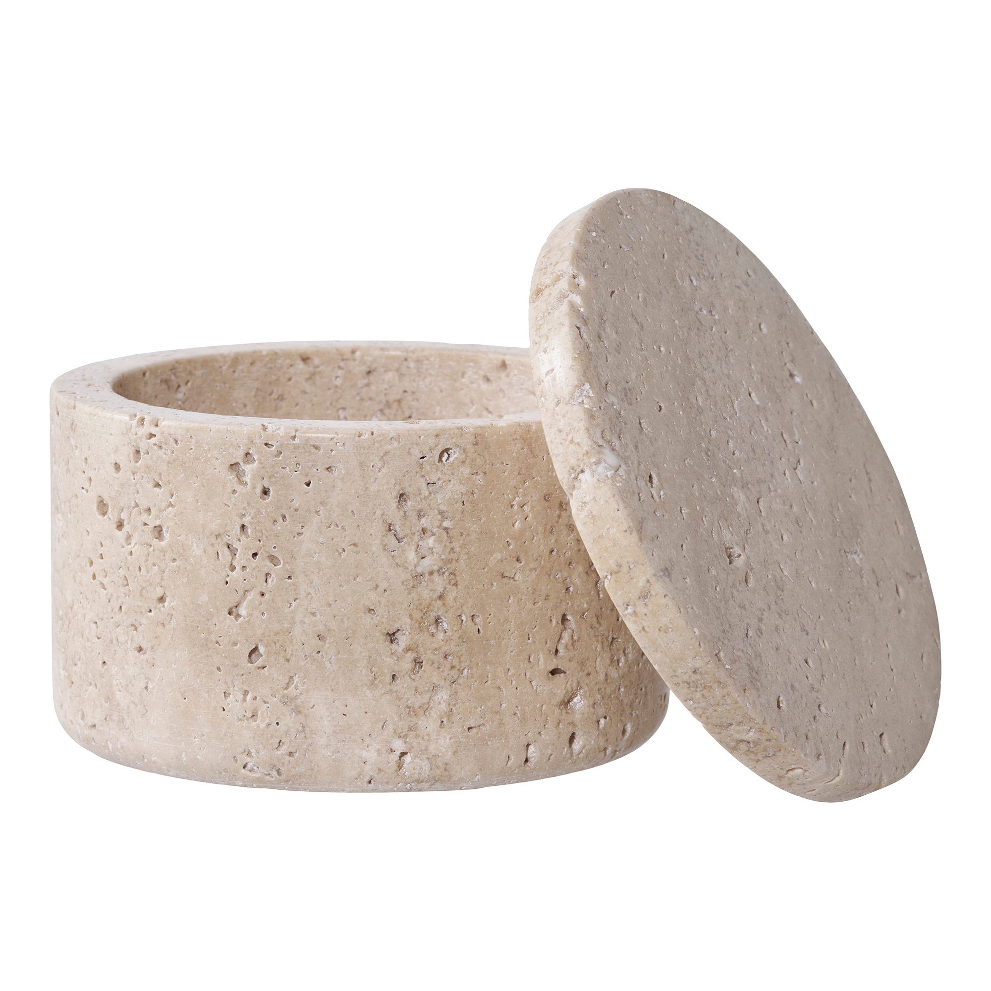 Krukke - Barattolo contenitore in travertino, naturale ø10x6,5 cm