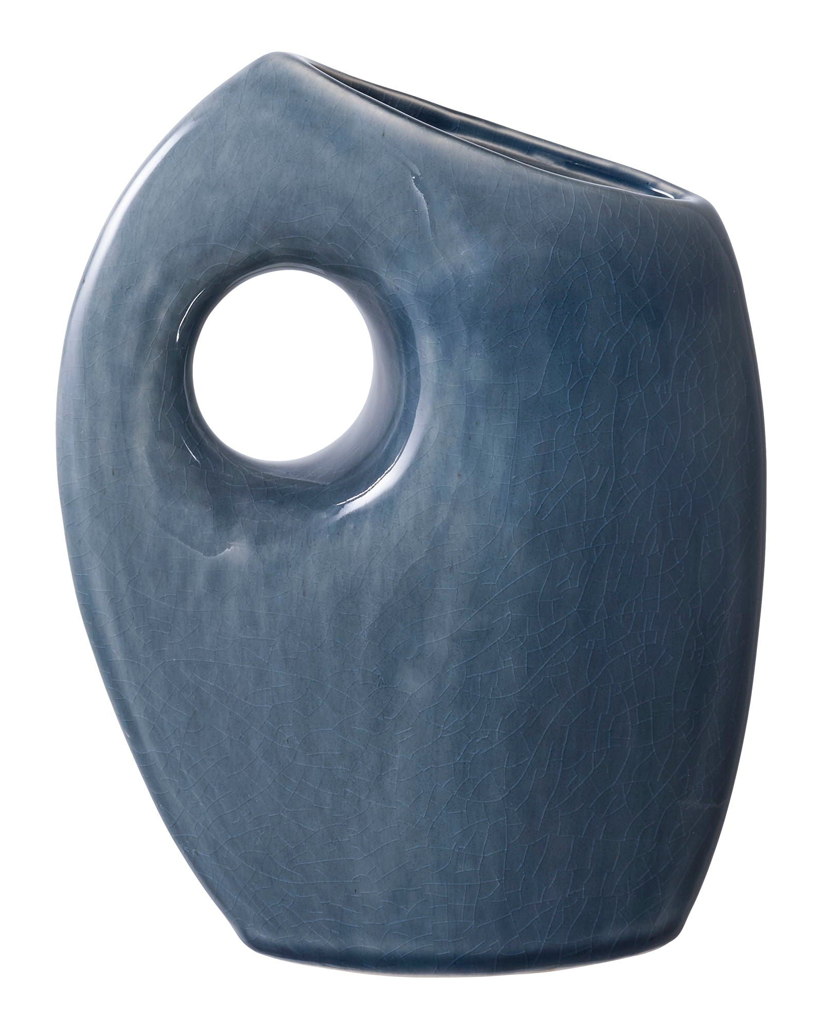 Hole - Vaso scultoreo in ceramica blu