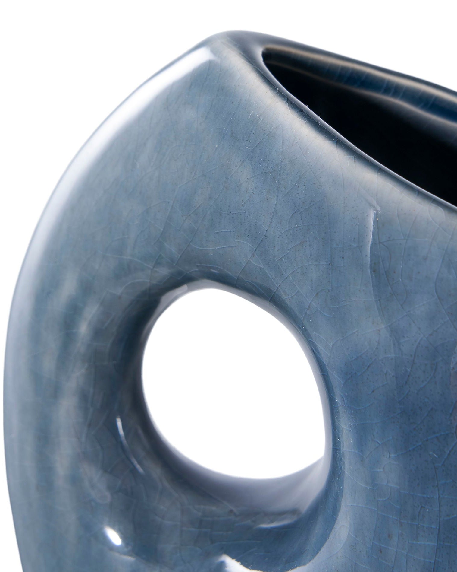 Hole - Vaso scultoreo in ceramica blu