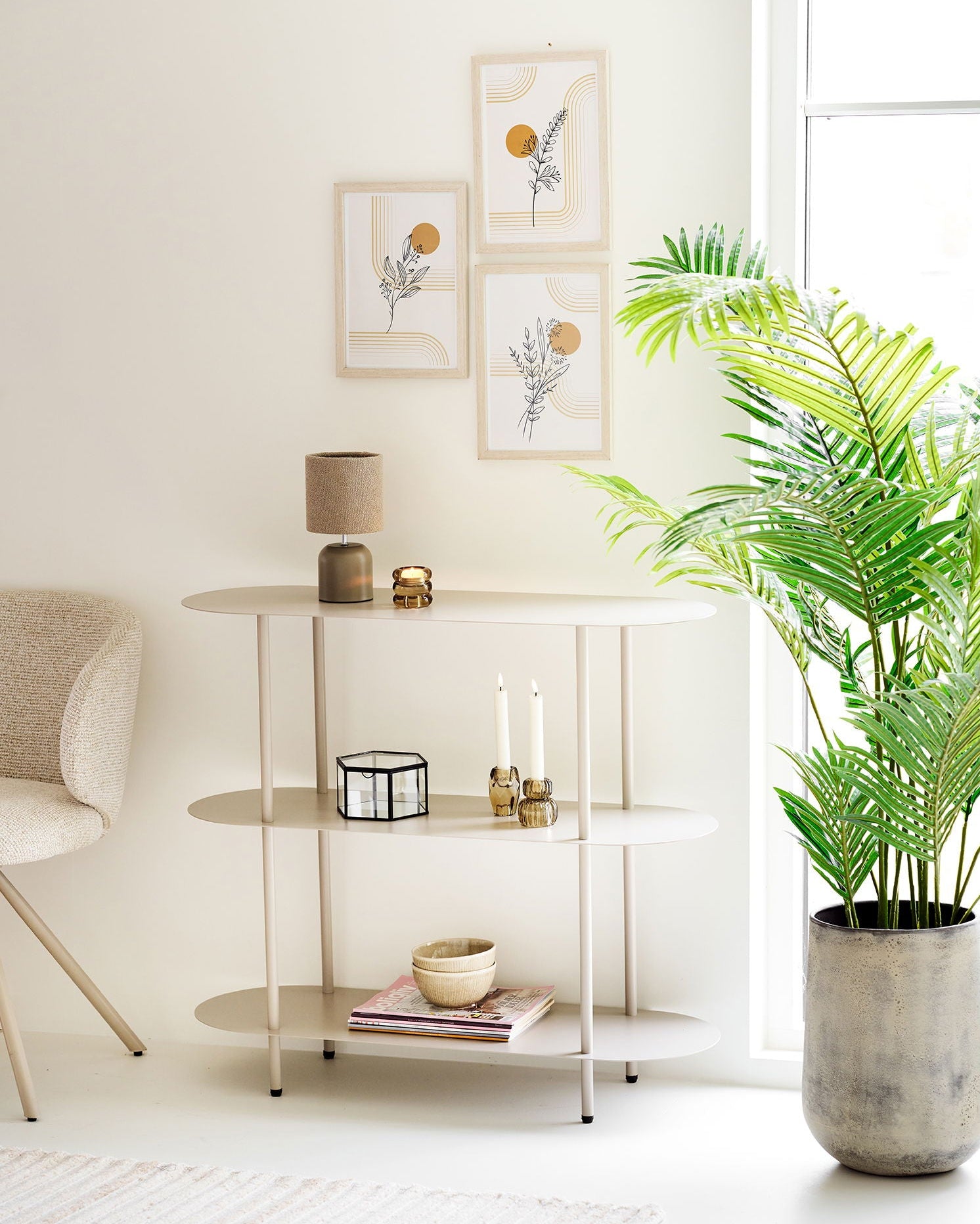 Hou - Set 2 portavasi in metallo beige antico