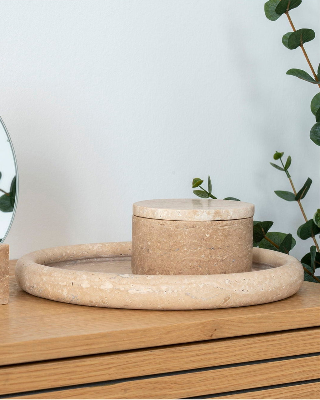 Paul - Vassoio rotondo in marmo travertino