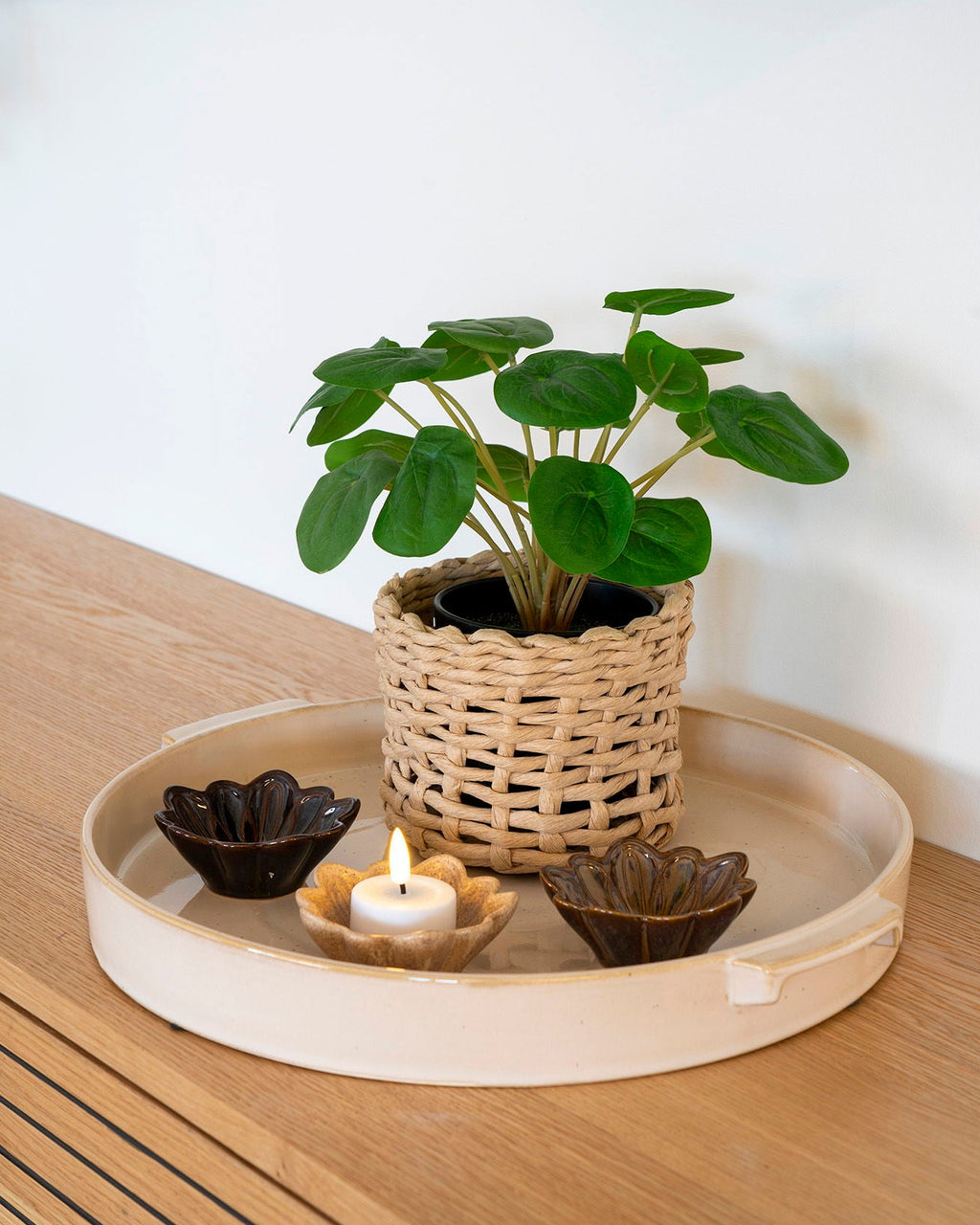 Emma - Vassoio in ceramica bianco, diametro 37 cm