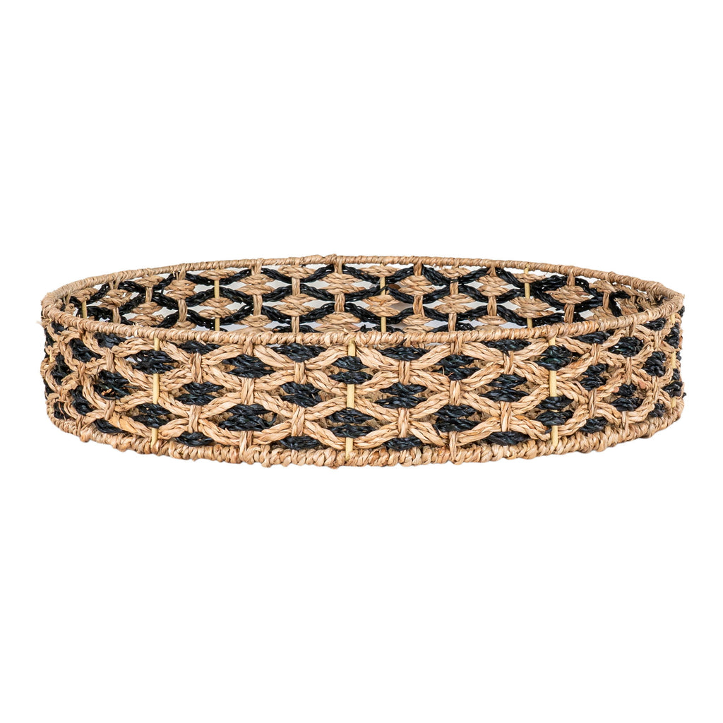 Nerja - Vassoio in giunco di mare, nero e tinta naturale, Ø38 cm