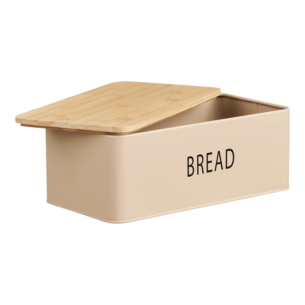 Tula - scatola per il pane con 3 contenitori, metallo/bambù, beige, set da 4