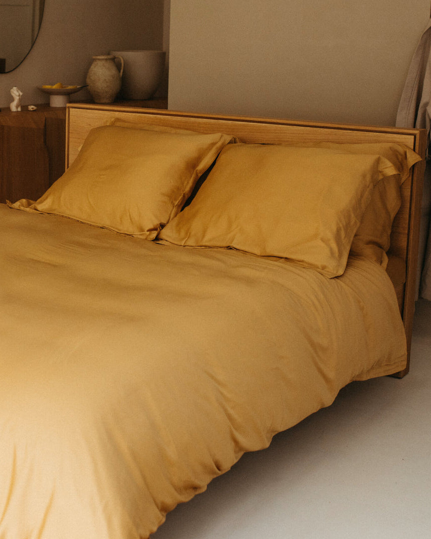 Bamboo - lenzuolo in eco bamboo, con angoli giallo, 180 x 200