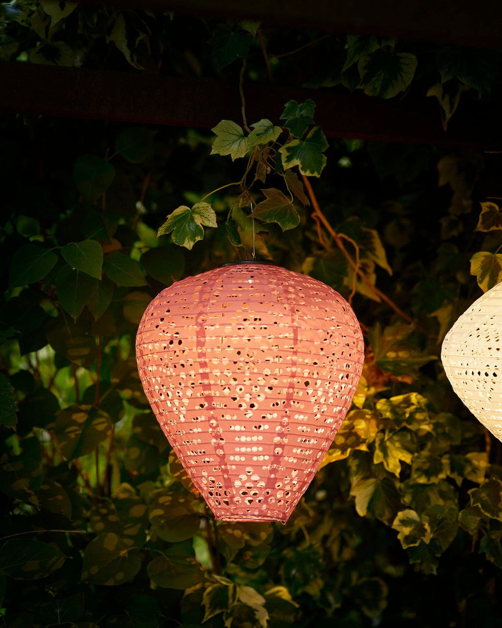 Greatham - Lanterna LED ricaricabile con pannello solare integrato, rosa